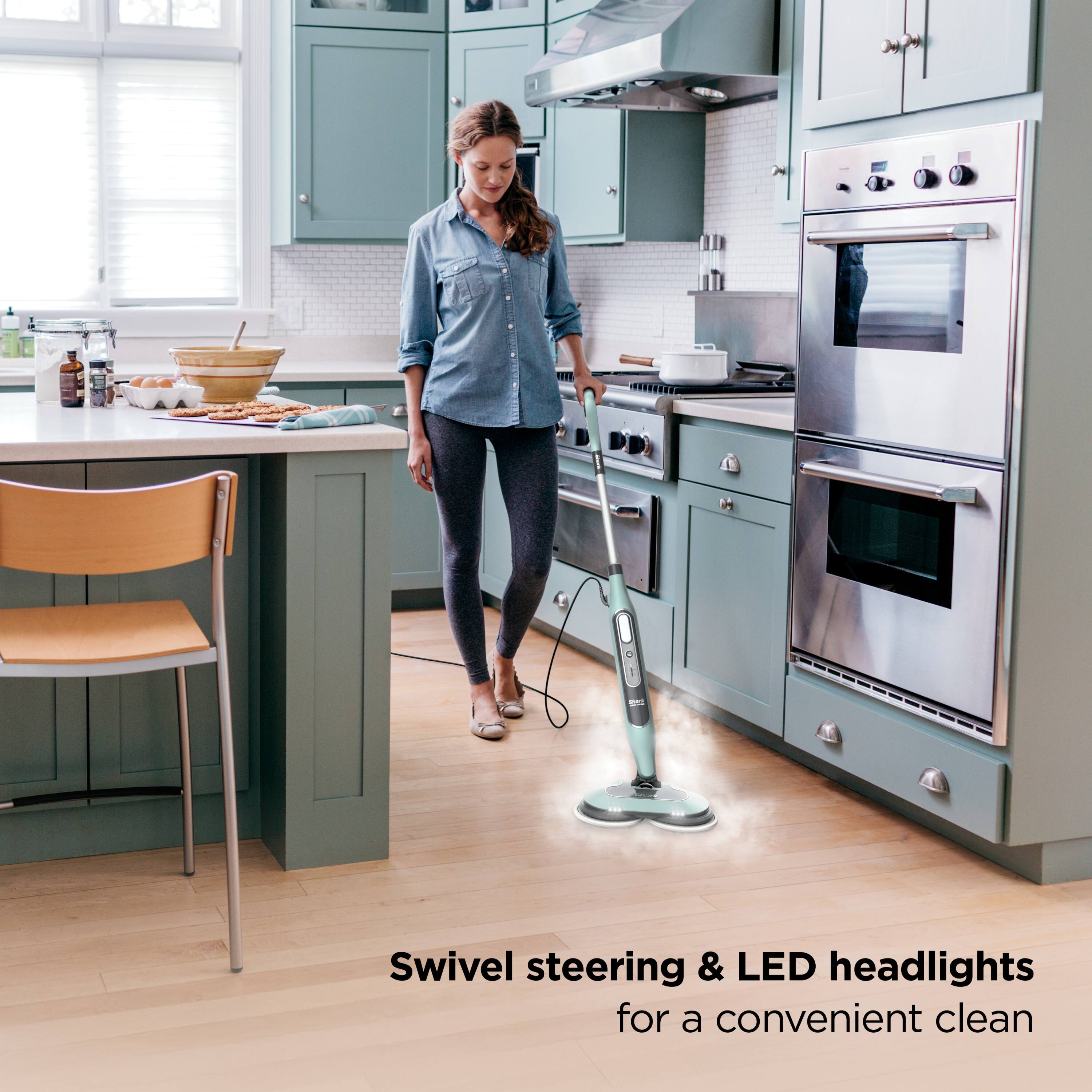Swivel steering & LED headlights for a convenient clean