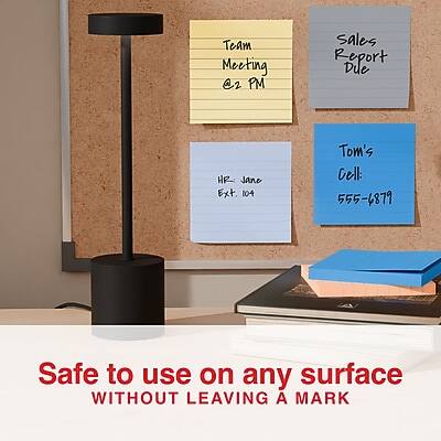 Team Meeting @ 2 PM  
Sales Report Due  
HR: Jane Ext. 104  
Tom's Cell: 555-6879  

Safe to use on any surface WITHOUT LEAVING A MARK