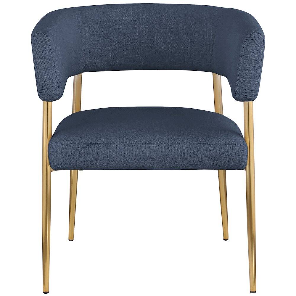 Alt View 2. Meridian Furniture - Creston Deep Navy Durable Linen Textured Fabric Dining Chair - Blue.