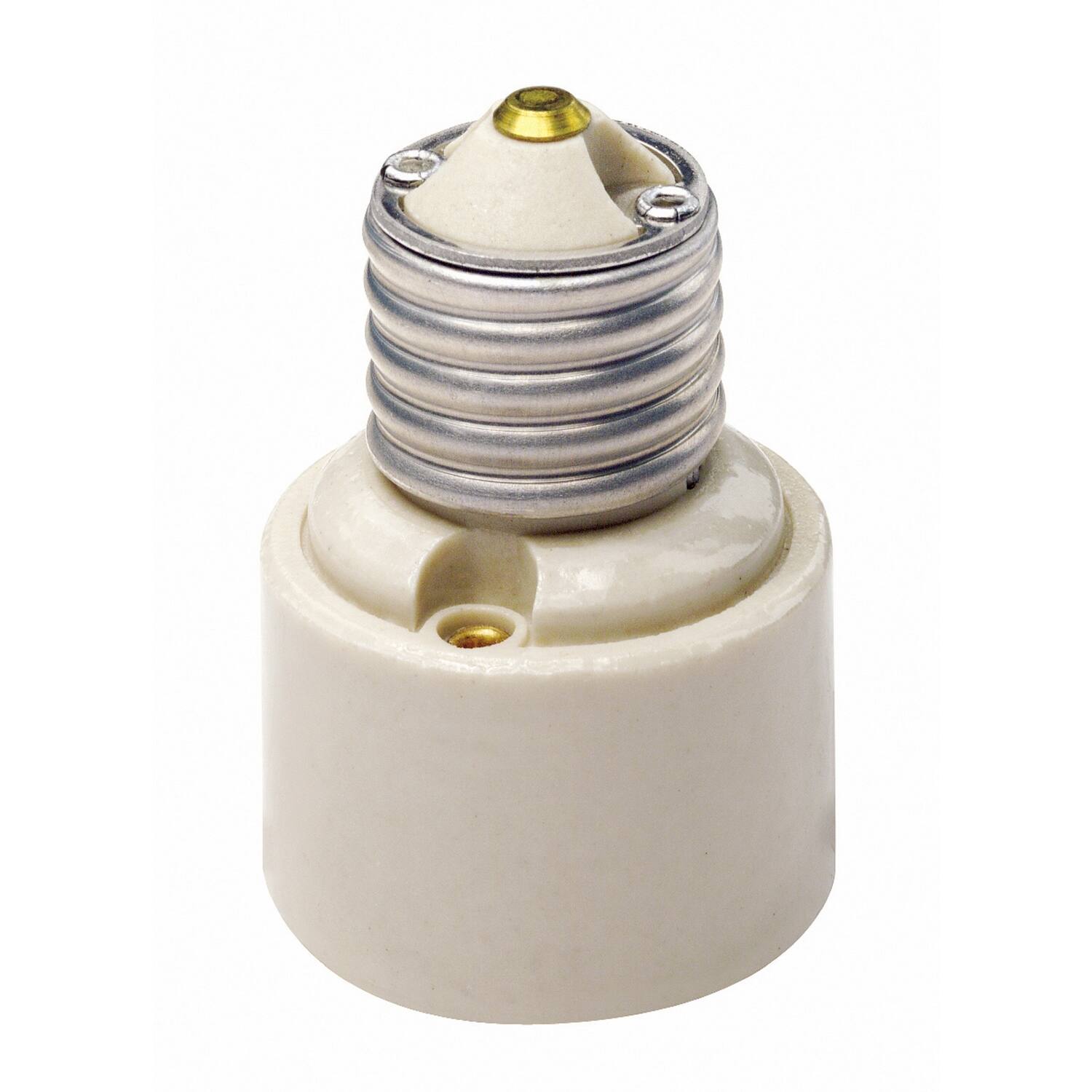 Front. Leviton - Leviton Porcelain Incandescent Medium Base Socket Adapter 1 pk - White.