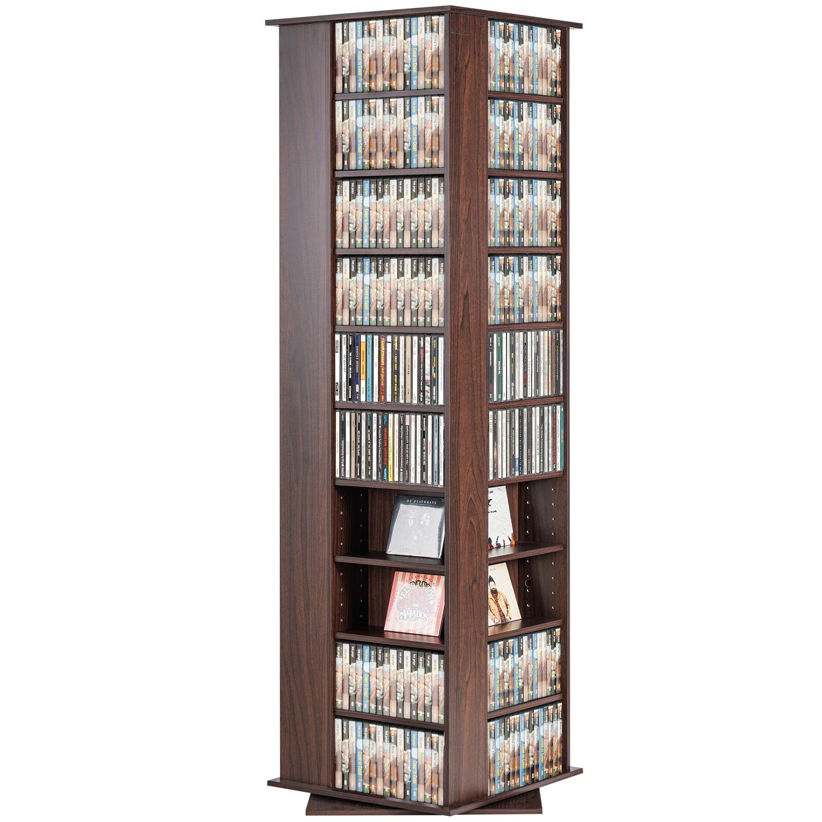 Front. VEVOR - Media Storage Cabinet, Rotating Media Tower, Holds up to 1040 CDs, Protects & Organizes Music, Movie, Video Games - Espresso.