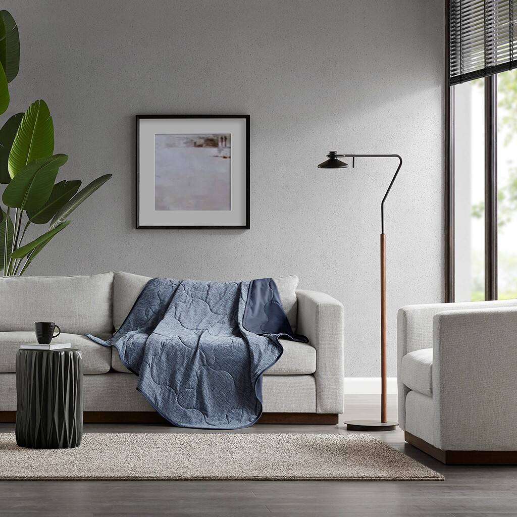 Alt View 1. Gracie Mills - Gracie Mills Brielle Down Alternative Throw - Navy.