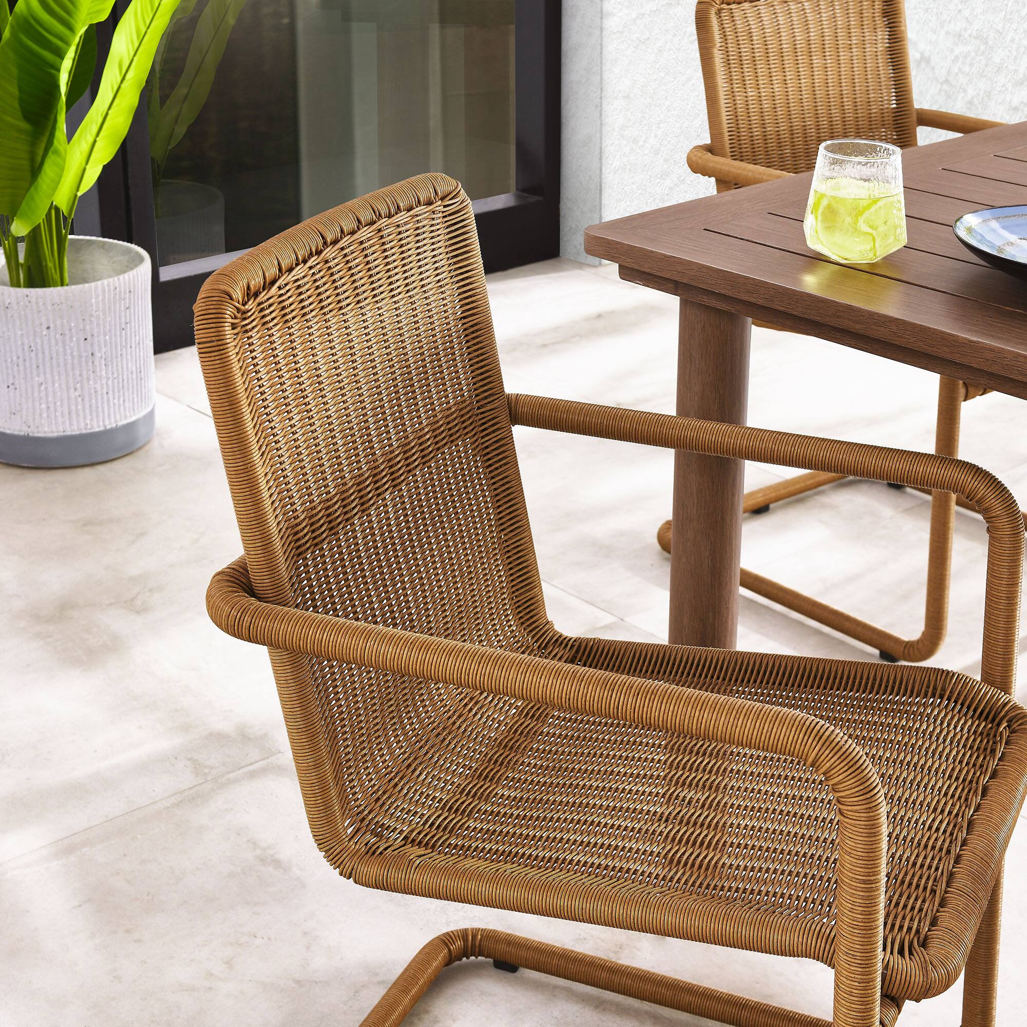 Alt View 1. Modway - Abacus Outdoor Patio Wicker Dining Chairs Set of 2 by Modway - Natural.