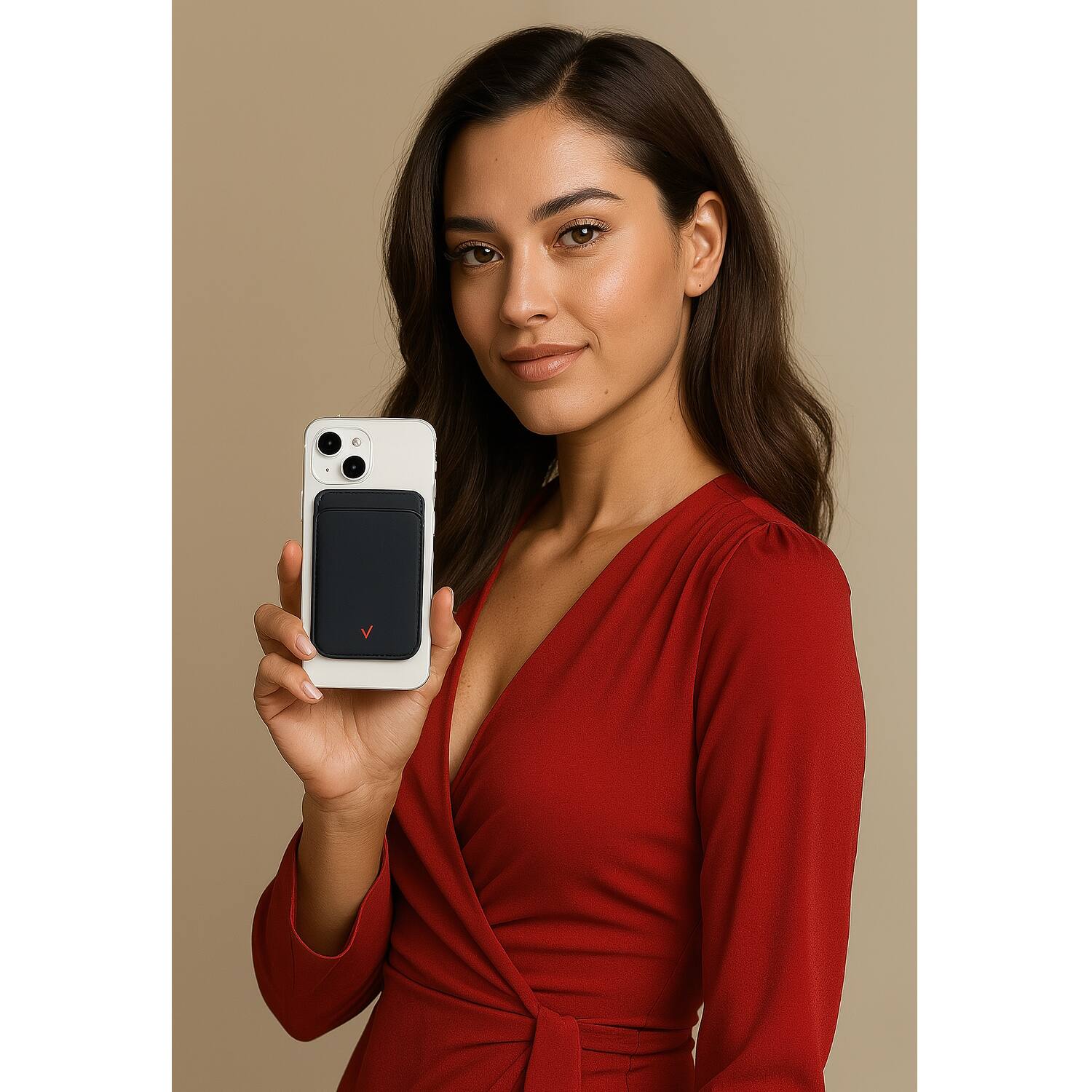 Alt View 4. Verizon - Palm Smartphone Wallet for Credit Cards, Cash, ID, & Driver License, Stretchy Nylon, Strong Adhesive - Black - Black.