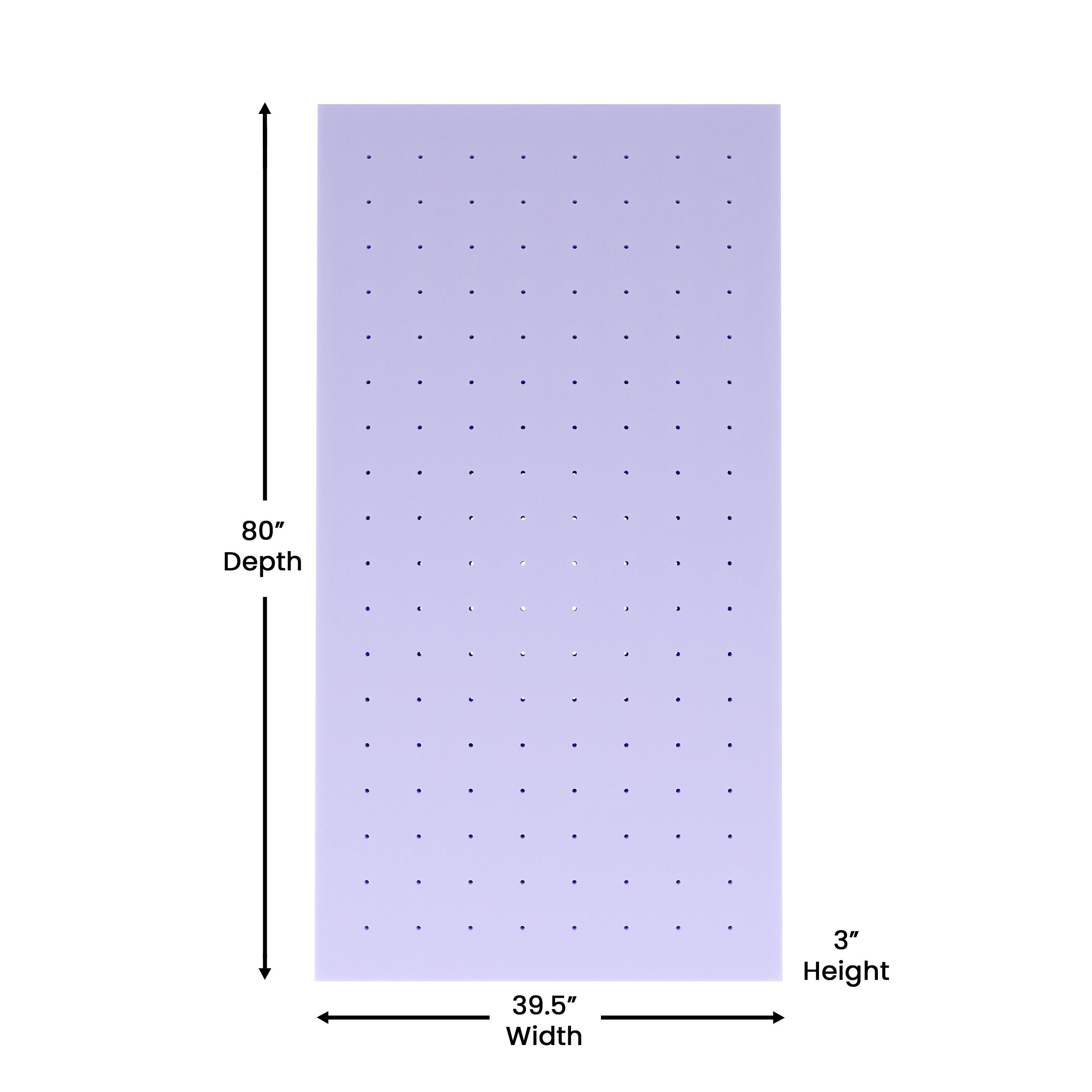 80" Depth, 39.5" Width, 3" Height
