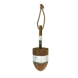 Things2Die4 - Nautical Wooden Hanging Buoy Green Striped Rope Wall Decor 15 Inch - White