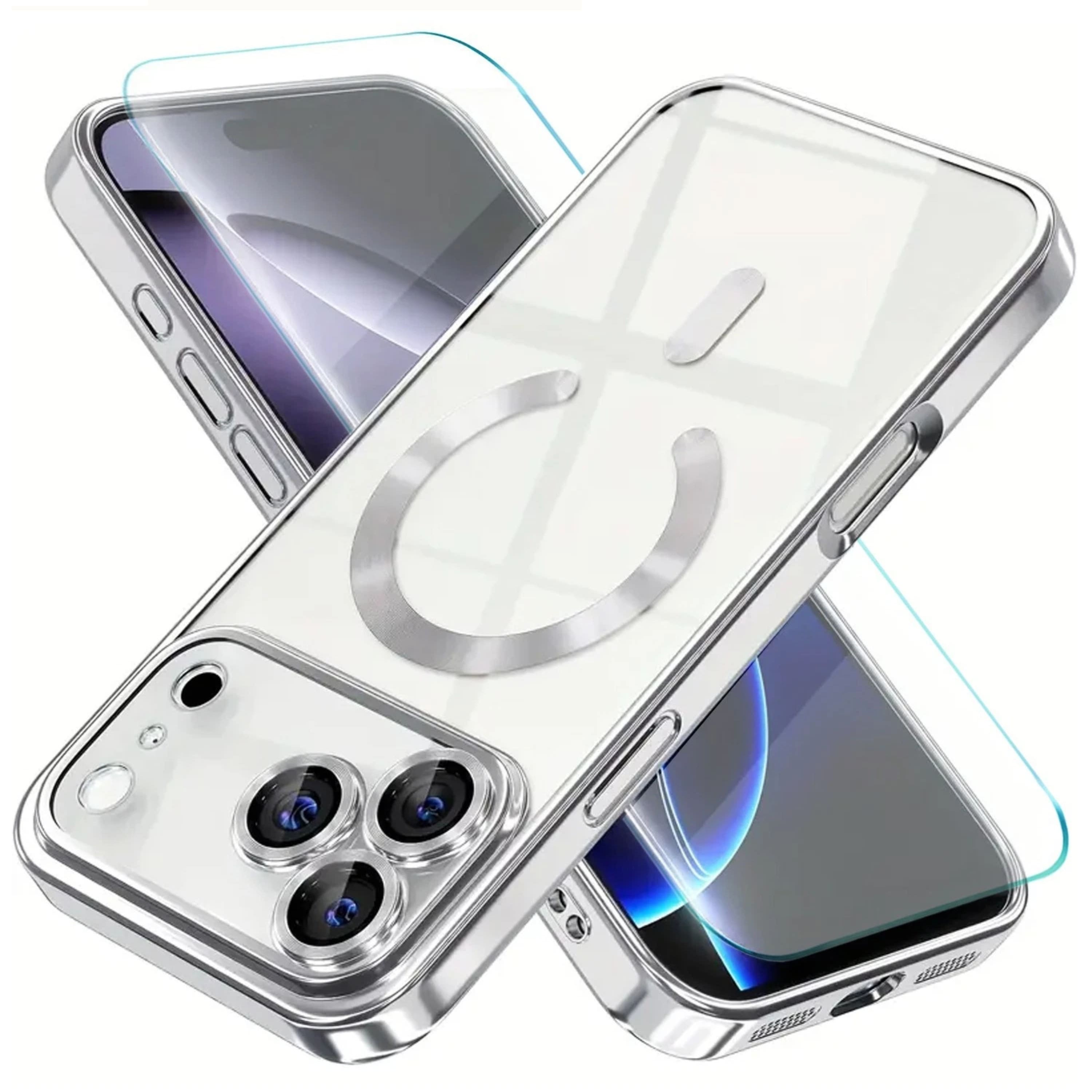 Kitcheniva - Protective Shockproof Case with Magnetic Ring For IPhone 16 Pro Max Case Only - Silver