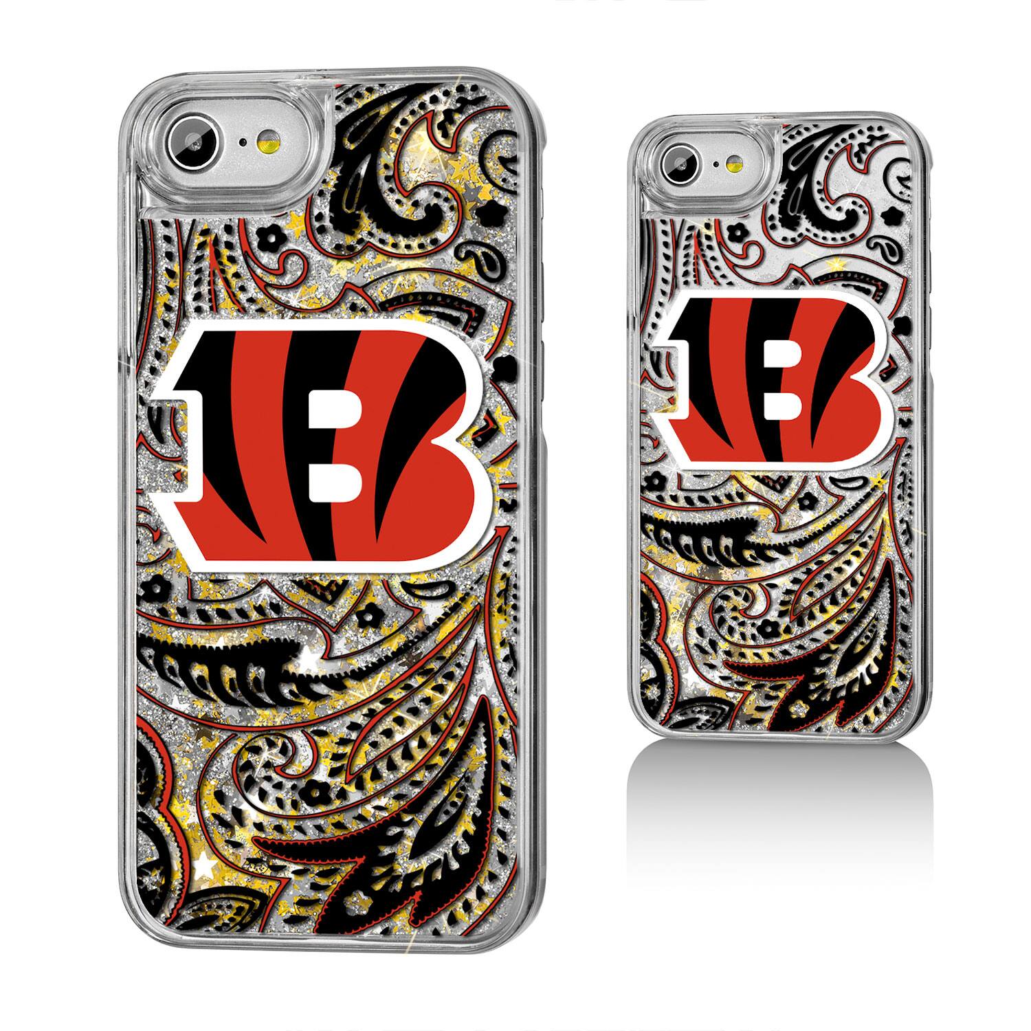 Alt View 3. Keyscaper - Cincinnati Bengals iPhone Paisley Design Glitter Case - 15 Pro Max - Multicolor.