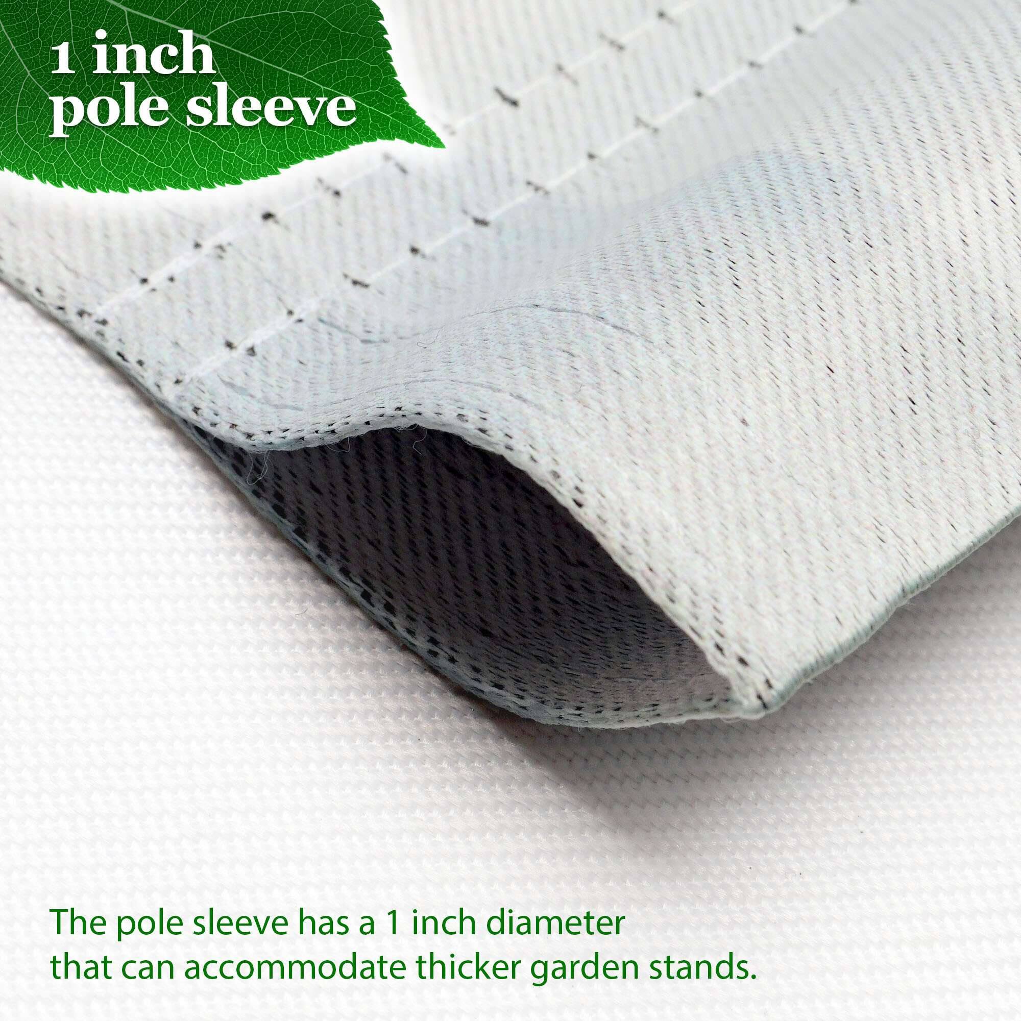 1 inch pole sleeve

The pole sleeve has a 1 inch diameter that can accommodate thicker garden stands.