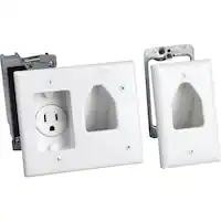 DataComm - Flat Panel TV Cable Organizer Remodeling Kit with Power Outlet - White - Angle_Zoom