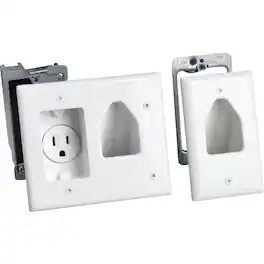 DataComm - Flat Panel TV Cable Organizer Remodeling Kit with Power Outlet - White