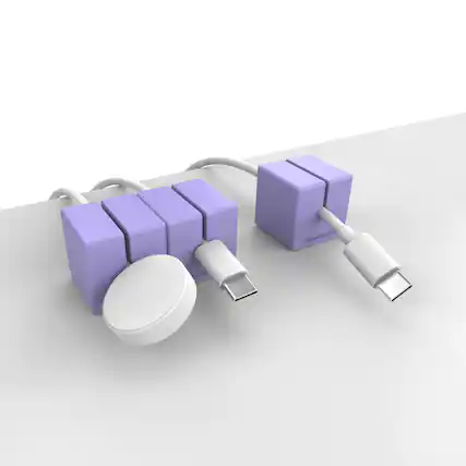 Front. Function 101 - Cable Blocks Magnetic Cord Organizers - Purple (3 pack) - Purple.