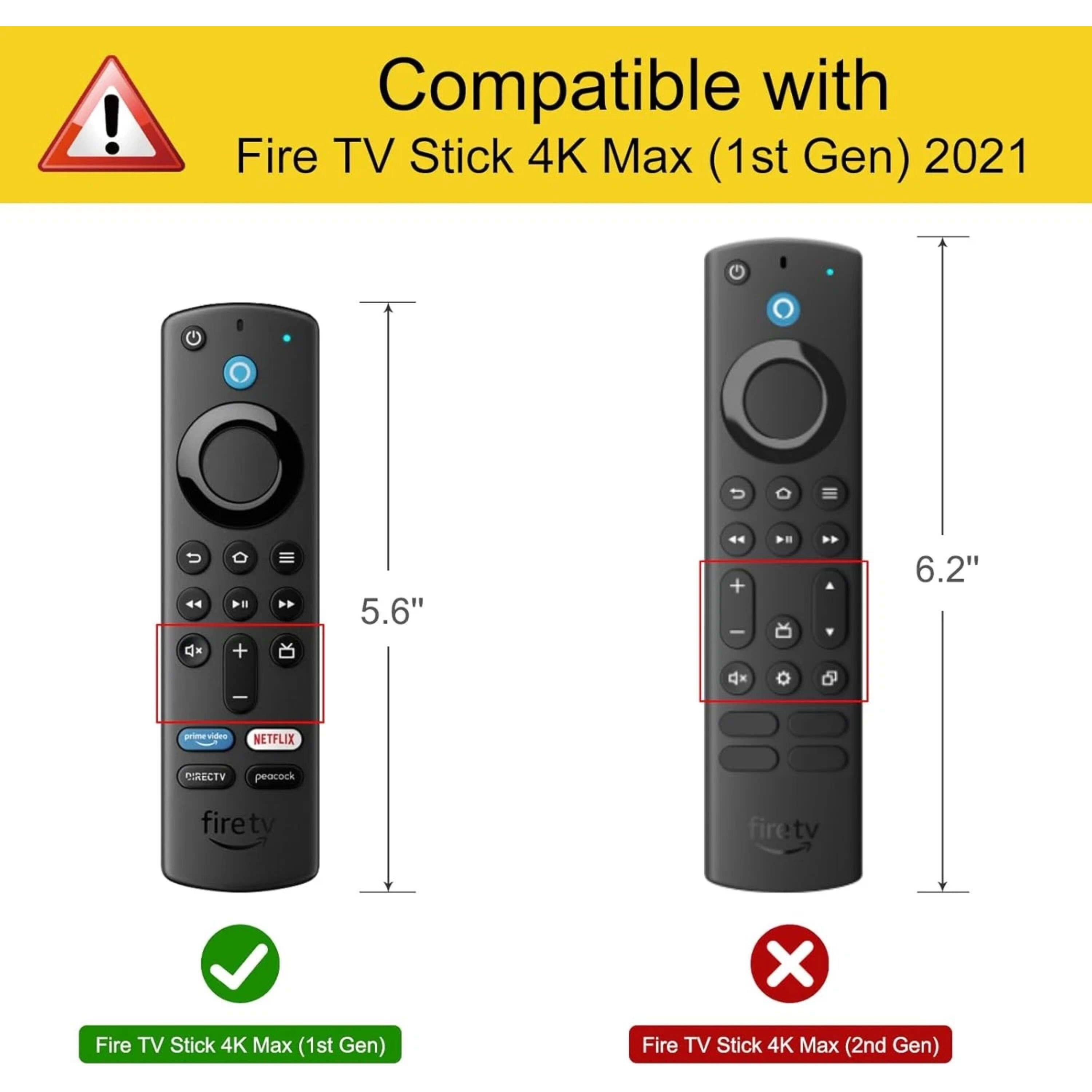 Compatible with Fire TV Stick 4K Max (1st Gen) 2021

44 x >II + = 5.6" + Cee x >. o a 6.2" I pi vies NETFLIX CRECTV peacock firetv firetv X Fire TV Stick 4K Max (1st Gen) Fire TV Stick 4K Max (2nd Gen)