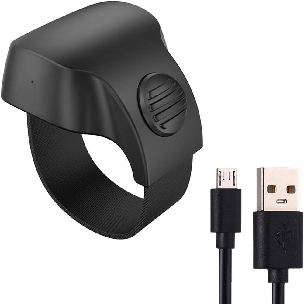 Front. ACJPR - Bluetooth 5.1 Smart Ring, Selfie Camera Remote for iPhone/Android, Black.