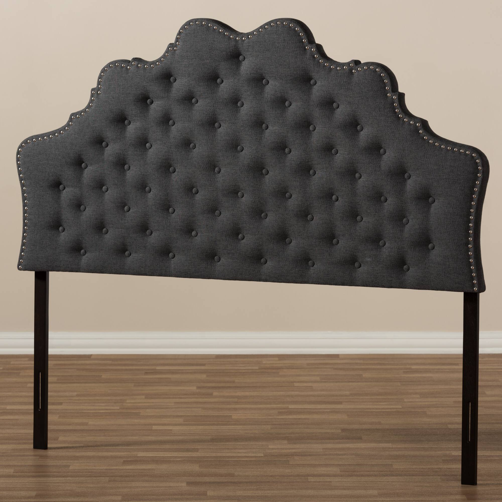 Alt View 1. Baxton Studio - Hilda Modern and Contemporary Fabric Queen Size Headboard - Dark Grey.