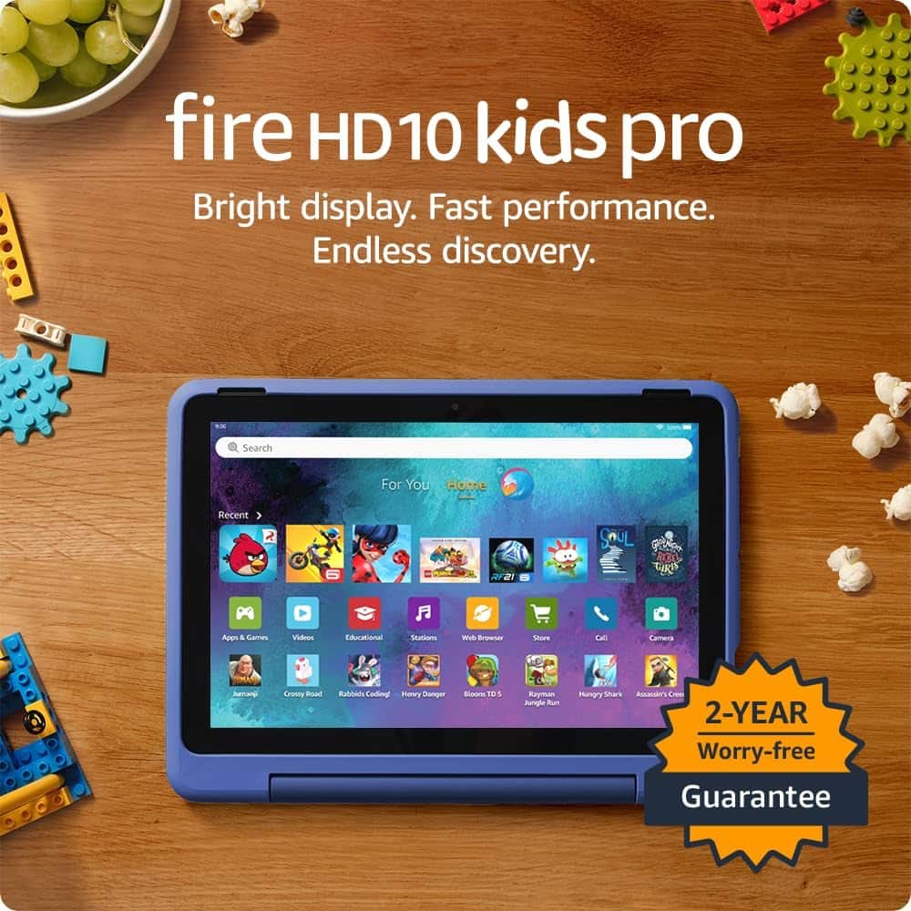 fire HD10 kids pro
Bright display. Fast performance. Endless discovery.
Search For You Home Recent 2
TyRO Appe & Games Velinir Educational Stations Weh Broaner Showe Call Cemera Jotrape CrAny Road Rabbids Codin Hewy Danger Bisons TE Rayman Jungle Bur Hungry Shark Aocosbe's res
2-YEAR Worry-free Guarantee
