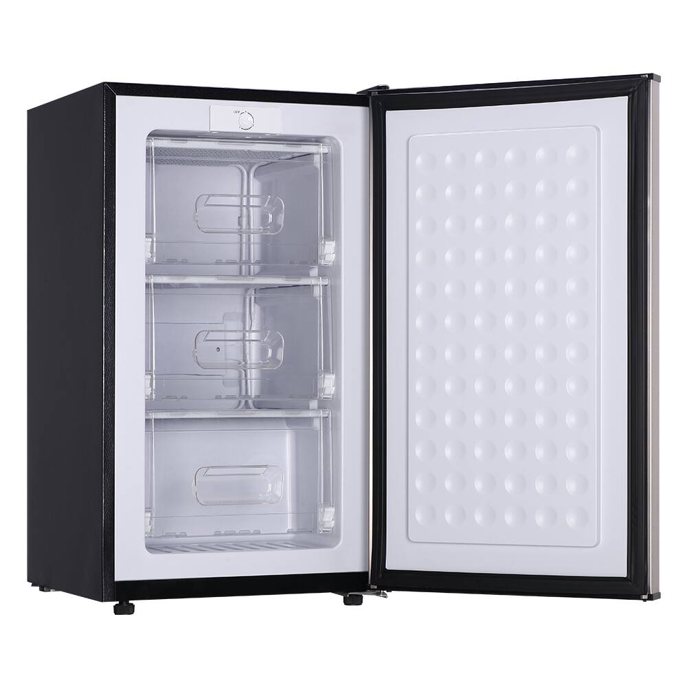 Alt View 4. Loheer - 2.8 Cu. Ft. Compact Upright Freezer with -9.4°F Deep Freeze and Mechanical Control - SILVER.