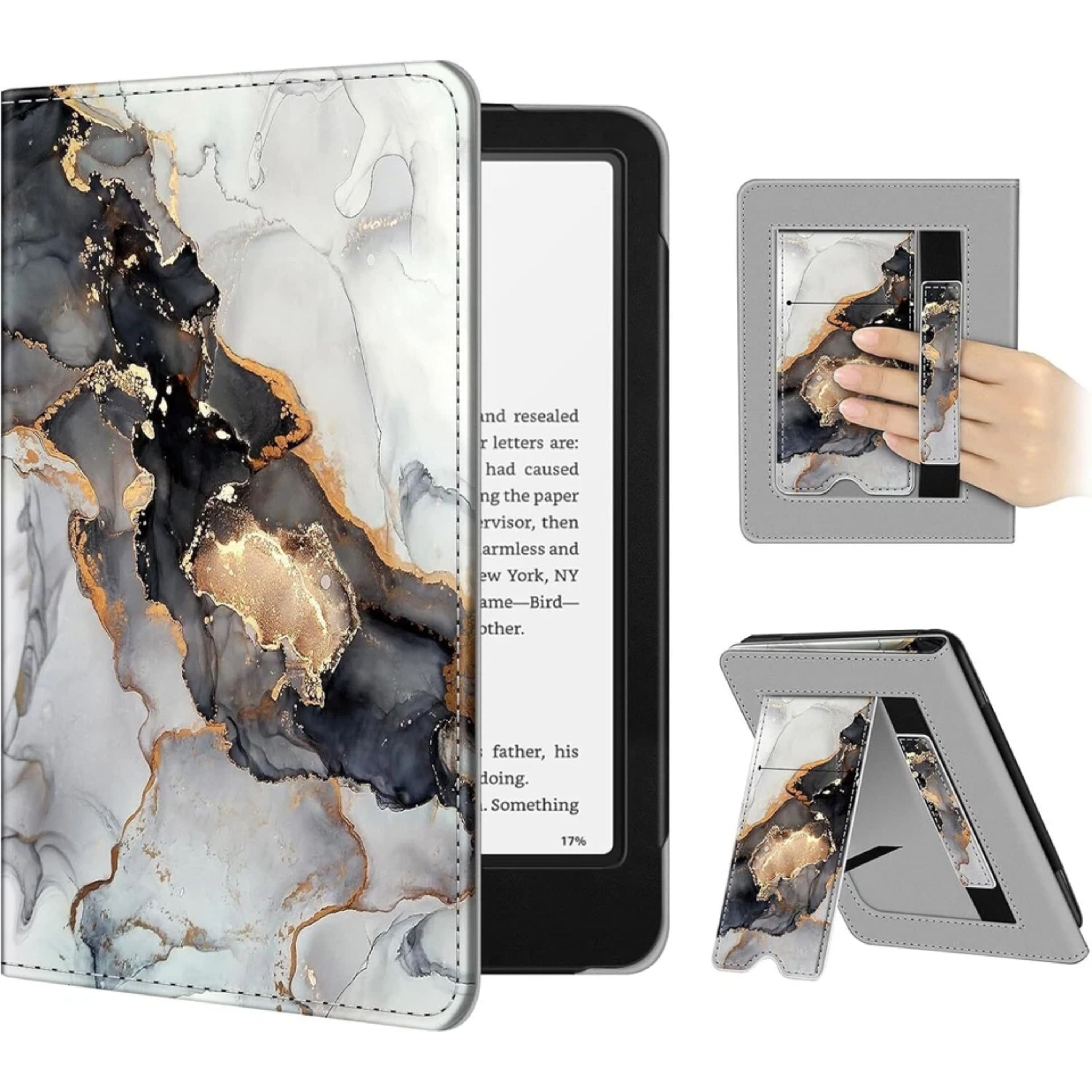 Kitcheniva - 7" Kindle Paperwhite Case 12th/11th Gen 2024/2021 Foldable Stand Cover - Cloudy Marble