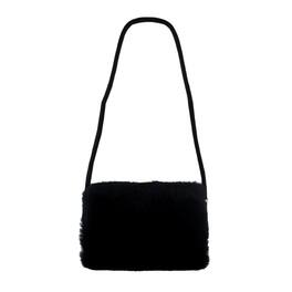 Zeckos - Faux Fur Hard Frame Evening Bag - Black
