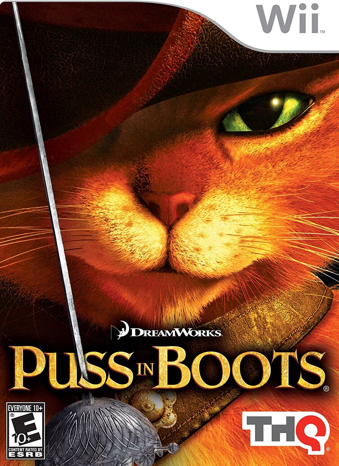 Wii™  
DREAMWORKS  
Puss in Boots  
THQ  

EVERYONE 10+  
CONTENT RATED BY ESRB