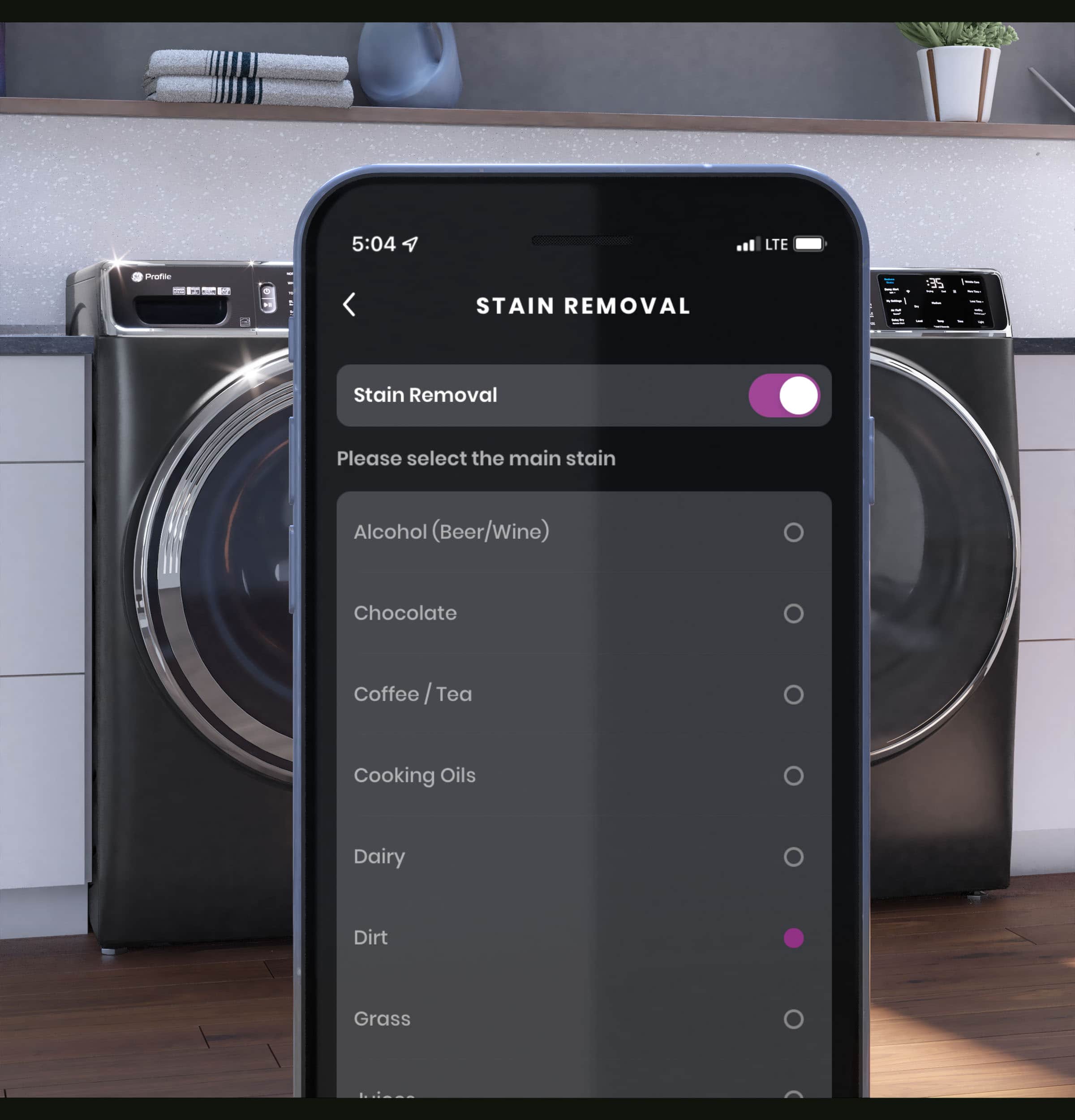 Stain Removal - 25 I I Stain Removal Please select the main stain Alcohol (Beer/Wine) Chocolate Coffee / Tea Cooking Oils Dairy Dirt Grass