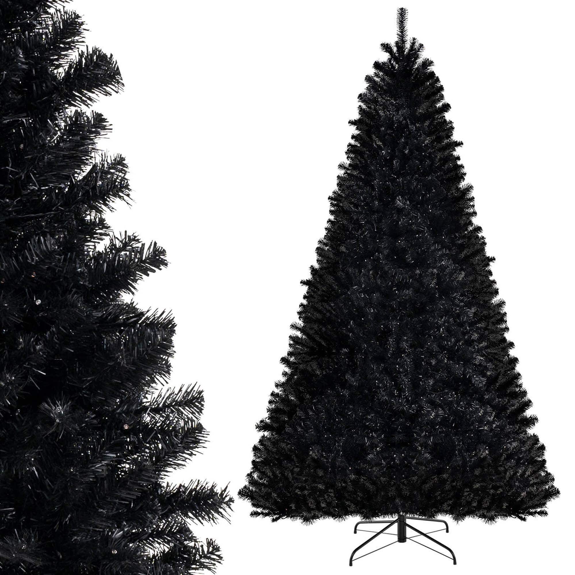 Costway - 8 FT Halloween Tree Artificial Decoration Tree with 1408 Branch Tips 6 Lighting Modes - Black