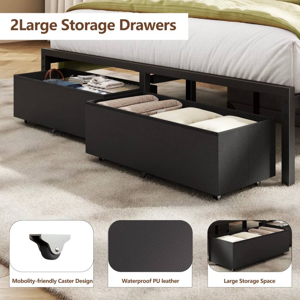 2 Large Storage Drawers  
Mobility-friendly Caster Design  
Waterproof PU Leather  
Large Storage Space