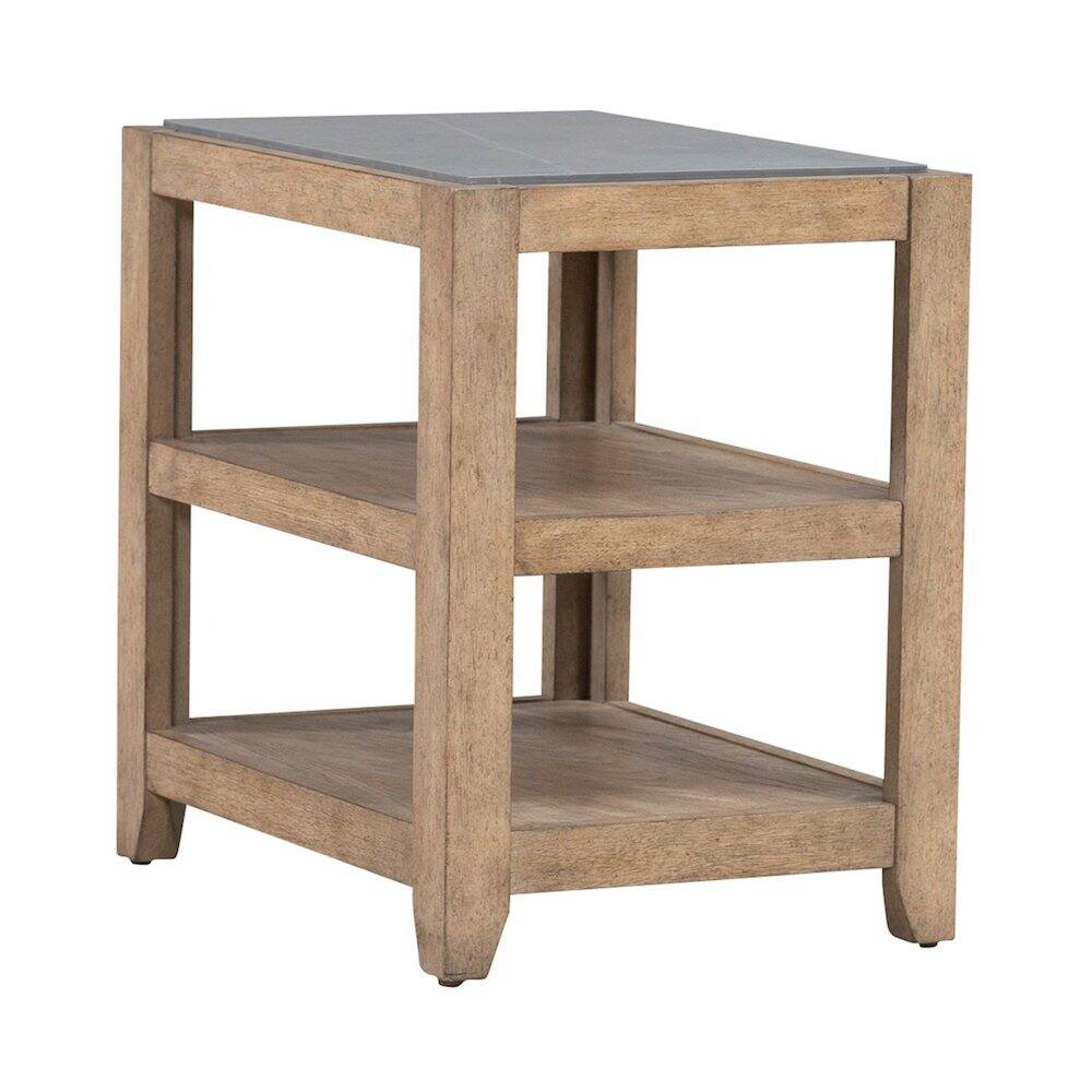Front. Liberty Furniture Industries - Millstone Chairside Table with Unique Tile Top for Living Room - Nutmeg Oak Wood - Nutmeg.
