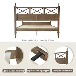 East West Furniture - King Wooden Platform Bed Frame - Barnwood