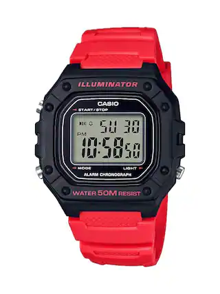 ILLUMINATOR
CASIO
START/STOP
50 30
PM
10:58:50
MODE
LIGHT
ALARM CHRONOGRAPH
WATER 50M RESIST