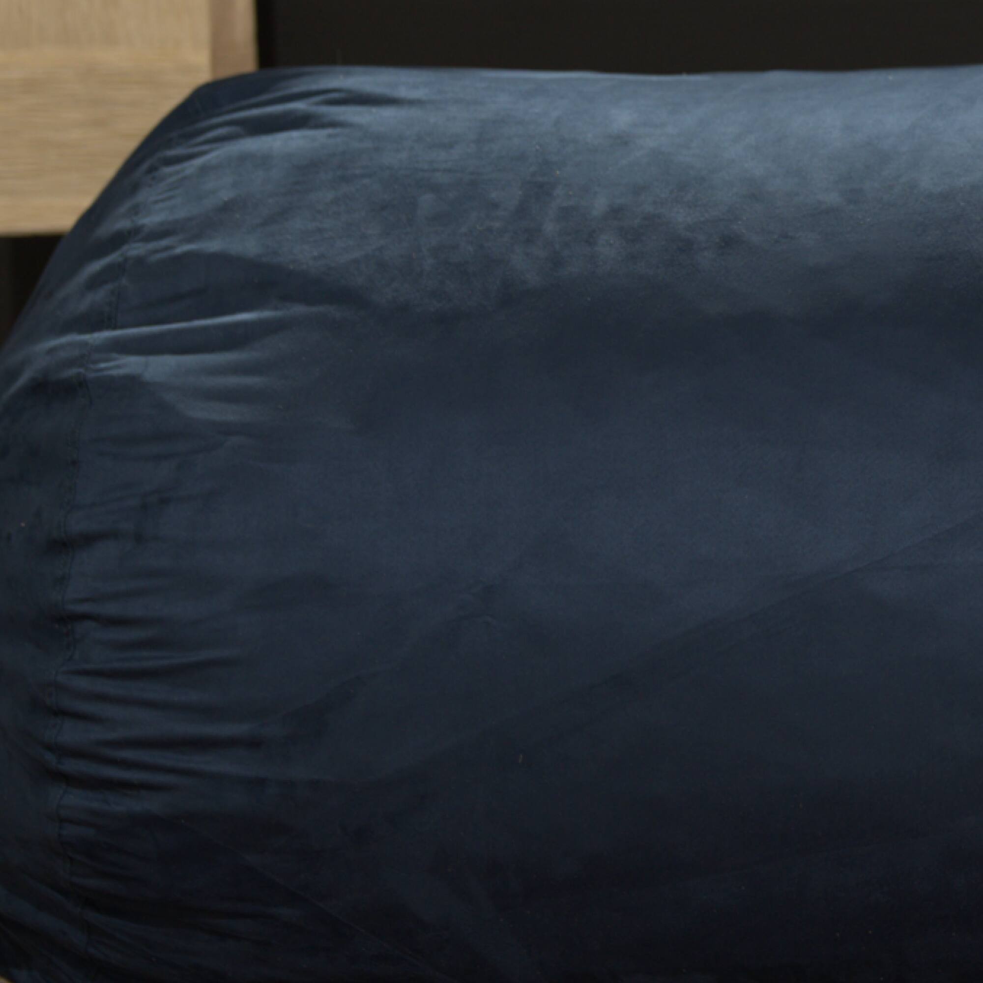 Angle. GOODSILO - Traditional 8 Foot Suede Cylindrical Bean Bag Chair for Living Room and Bedroom Comfort - Blue Solid.