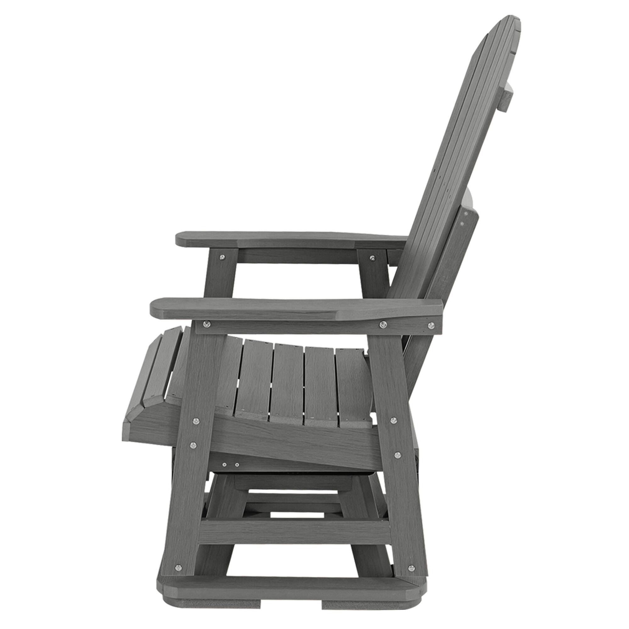 Alt View 5. Fortune Candy - HIPS Swivel Patio Glider, Poly Lumber Weather Resistant Outdoor Chair, for Patio, Porch, Yard - Deep Gray.