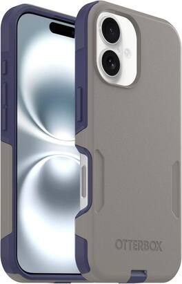 OtterBox - Commuter Series Hard Shell for MagSafe for Apple iPhone 16 - Fogbound Blue (Grey & Blue)