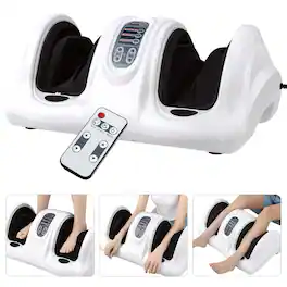 Gymax - Rolling Foot Massager Shiatsu Foot Massage Machine w/ Remote Control - White