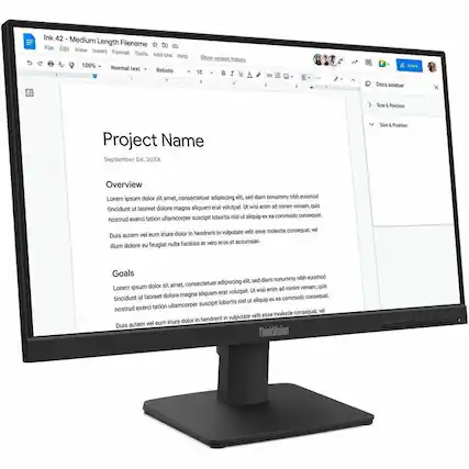 Ink 42 - Medium Length Filename
File Edit View Insert Format Tools Add-ons Help
100% Normal text Roboto
Show version history 10
Project Name
September 04, 20XX
Overview
Lorem ipsum dolor sit amet, consectetur adipiscing elit, sed diam nonummy nibh euismod tincidunt ut laoreet dolore magna aliquam erat volutpat. Ut wisi enim ad minim veniam, quis nostrud exerci tation ullamcorper suscipit lobortis nisl ut aliquip ex ea commodo consequat. Duis autem vel eum iriure dolor in hendrerit in vulputate velit esse molestie consequat, vel vel illum dolore eu feugiat nulla facilisis at vero eros et accumsan et iure urna.
Goals
Lorem ipsum dolor sit amet, consectetur adipiscing elit, sed diam nonummy nibh euismod tincidunt ut laoreet dolore magna aliquam erat volutpat. Ut wisi enim ad minim veniam, quis nostrud exerci tation ullamcorper suscipit lobortis nisl ut aliquip ex ea commodo consequat. Duis autem vel eum iriure dolor in hendrerit