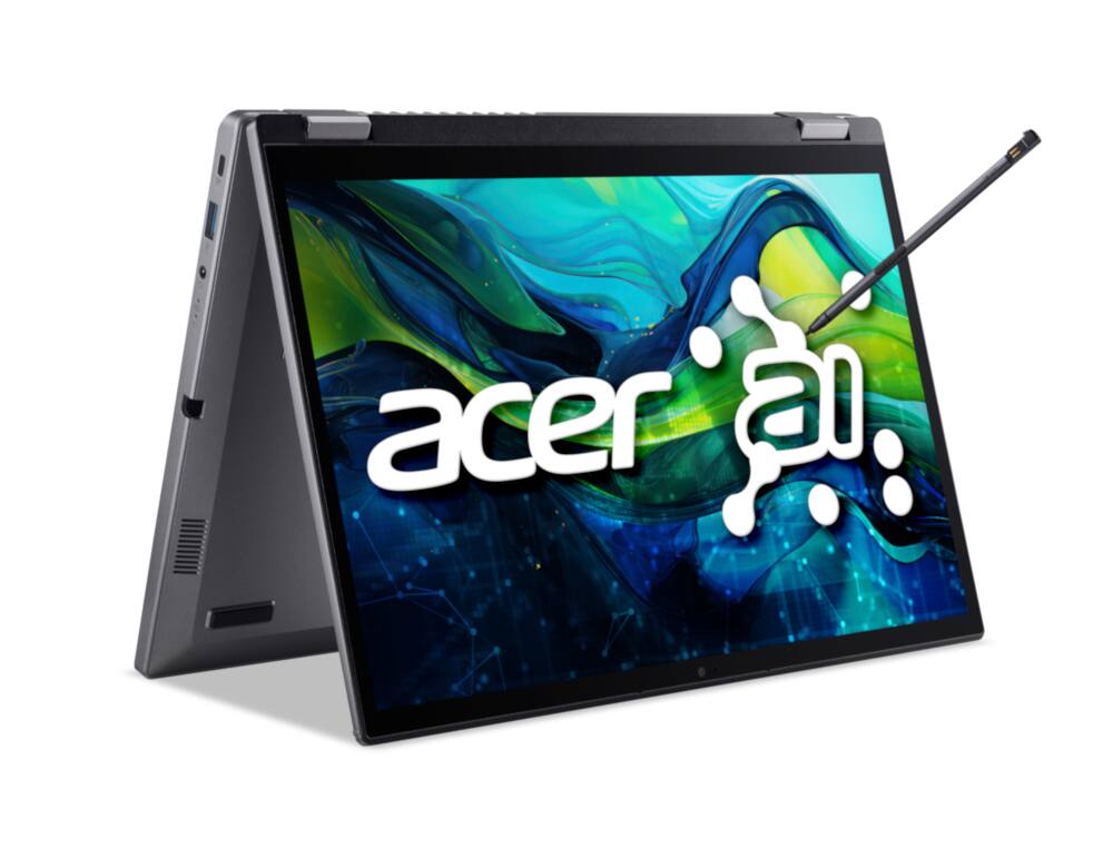 Left. Acer - Aspire Spin 14" 2-in-1 Laptop Intel Core Ultra 7 155U 16GB RAM 1TB SSD Windows 11 Home - ASP14-52MTN-75J3 - Steel Gray.