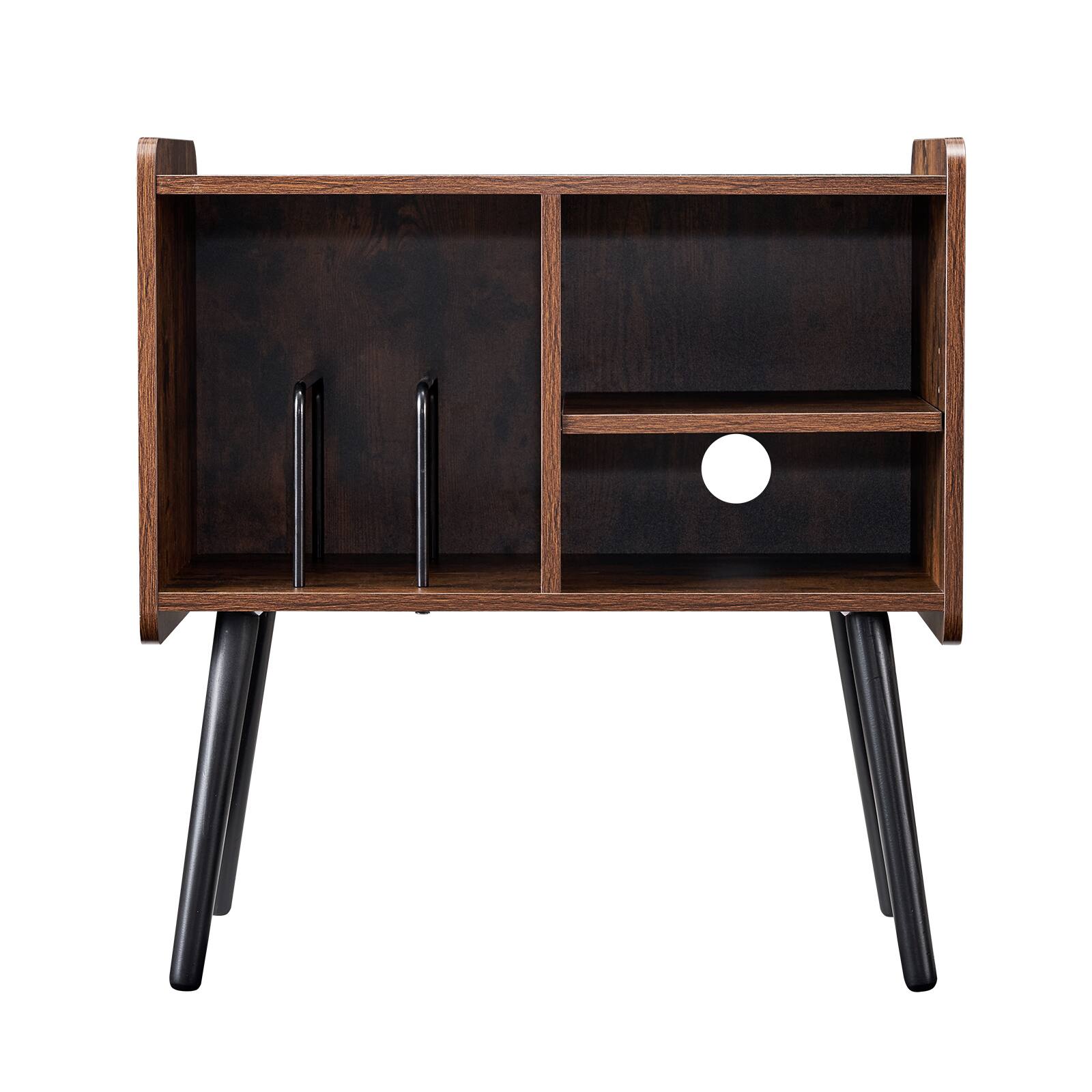 Alt View 5. VEVOR - Record Player Stand, Turntable Stand Holds Up to 100 Albums, Vintage Vinyl Record Cabinet with Removable Shelves - Brown.