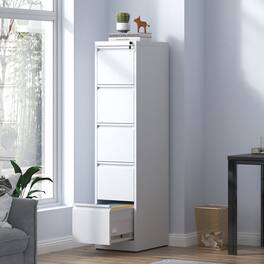Anysun - Full Extension Design 5-Drawer Metal Vertical File Cabinet with Lock for Office Home - White