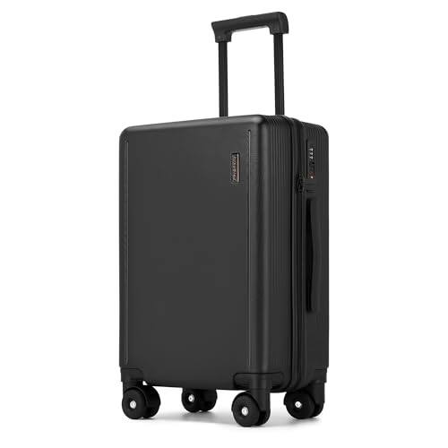 Front. ESBANY - 20 Inch Carry-on Luggage, 22x14x9 Airline Approved Carry on Luggage, Hard Shell Small Rolling Carry on Suitcase with - Black.
