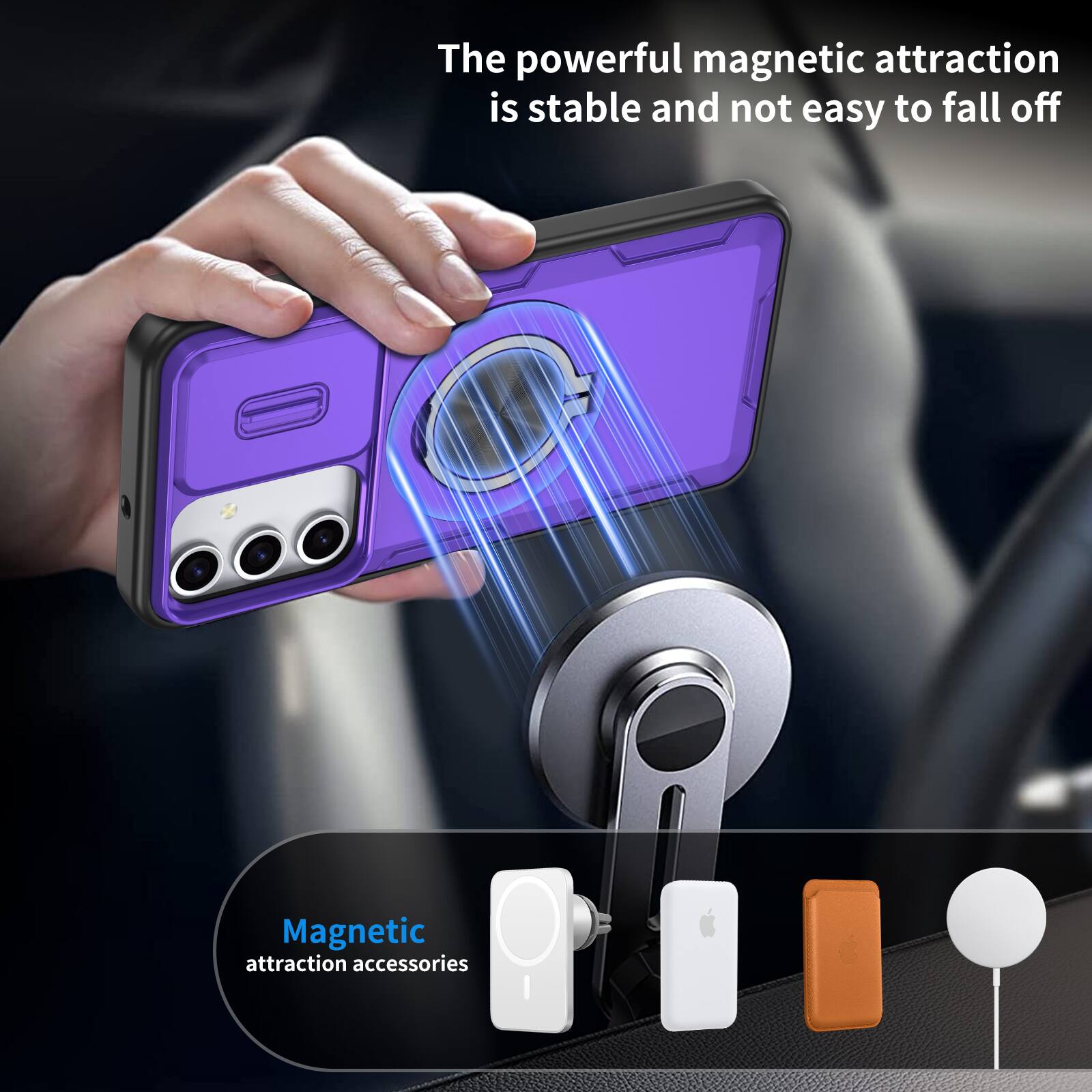 The powerful magnetic attraction is stable and not easy to fall off.  
Magnetic attraction accessories