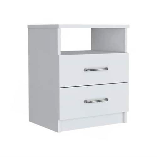 Hivvago - Modern 2-Drawer Nightstand with Open Shelf Wood Finish - White