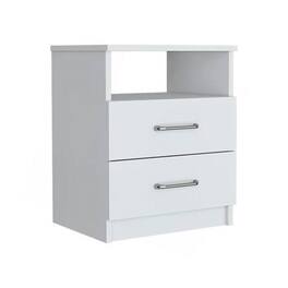 Hivvago - Modern 2-Drawer Nightstand with Open Shelf Wood Finish - White