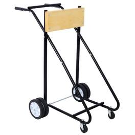Ropilly - Outboard Motor Stand with Wheels, Steel Outboard Engine Carrier Cart, Wooden Mounting Board, 315 lb Capacity - Black