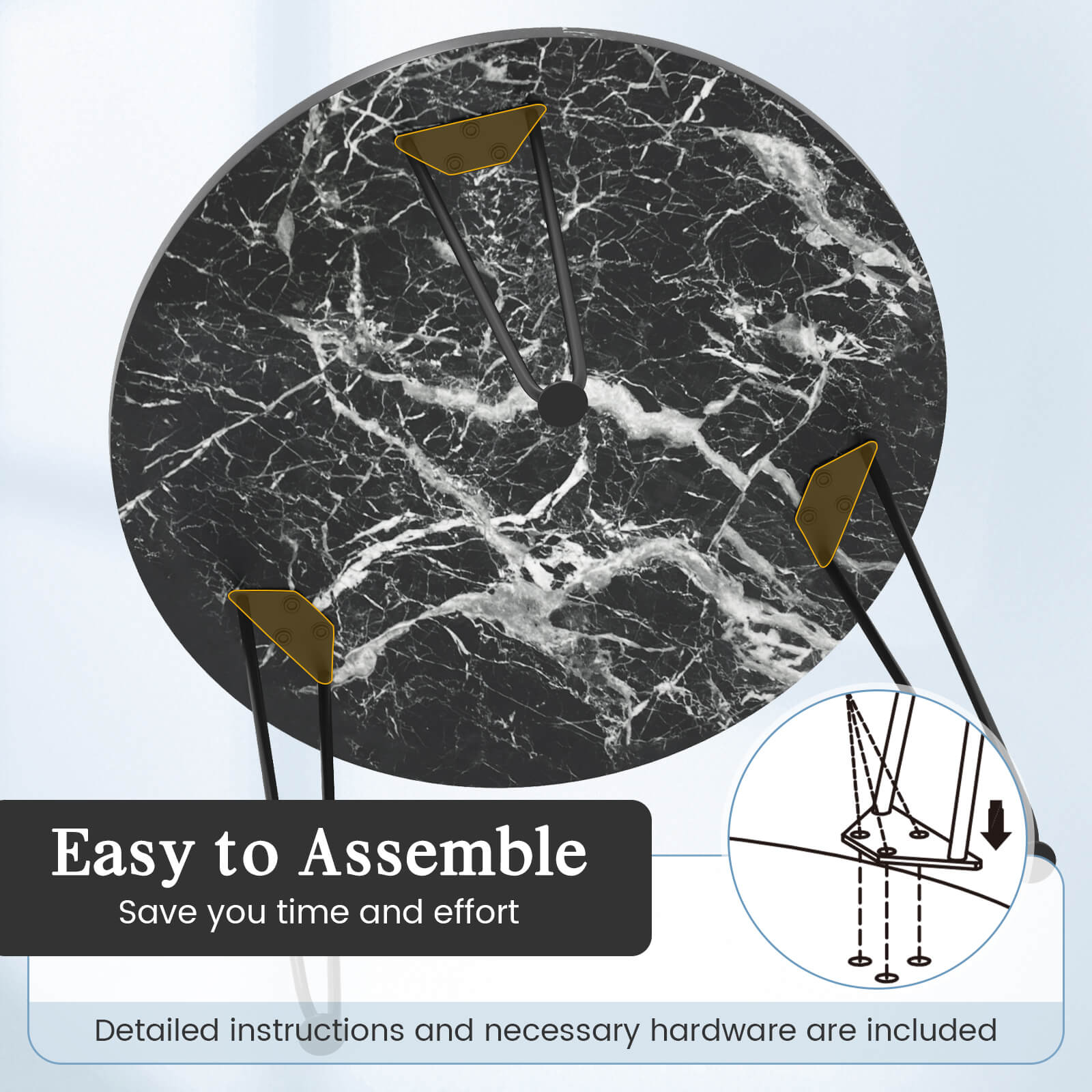 Easy to Assemble: Save you time and effort. Detailed instructions and necessary hardware are included.