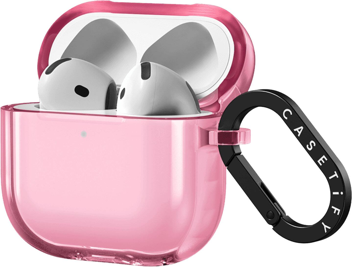 Angle. CASETiFY - CASETiFY Impact Airpods Case for Airpods 4 Pink Fizz - Pink.