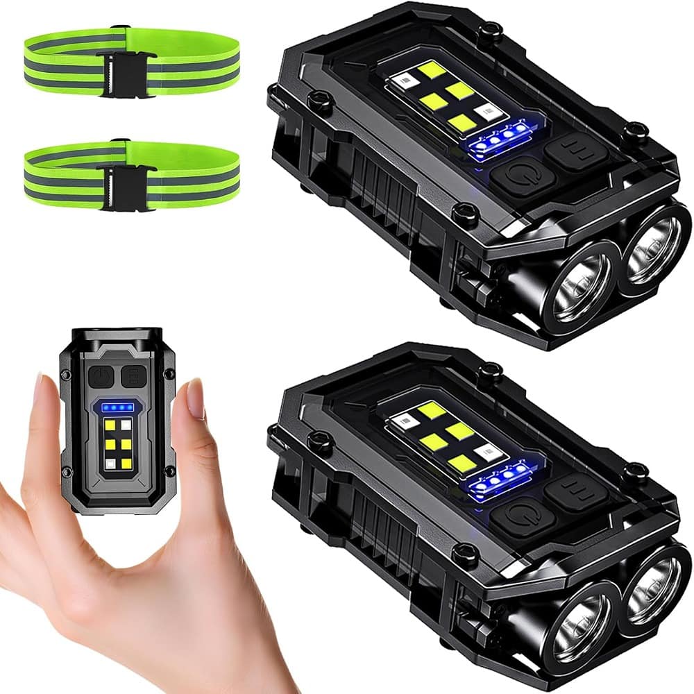 Schertz - 2-Pack 500LM Clip-On Rechargeable Running Lights – 8 Modes, COB LED