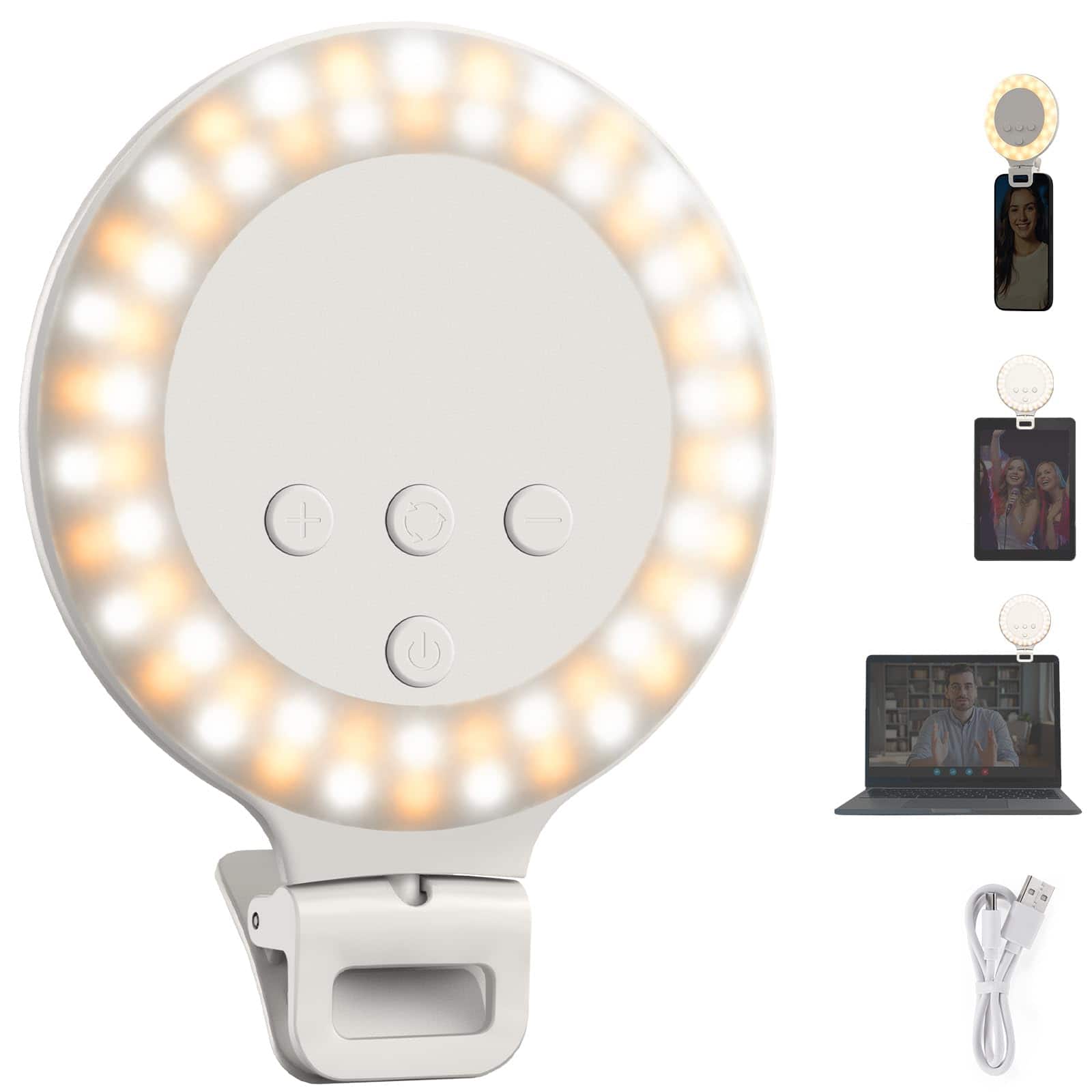 Neewer - Entry Level 3.8" Ring Light, Clip-On, 3 Modes, CRI80, 600mAh, NR5