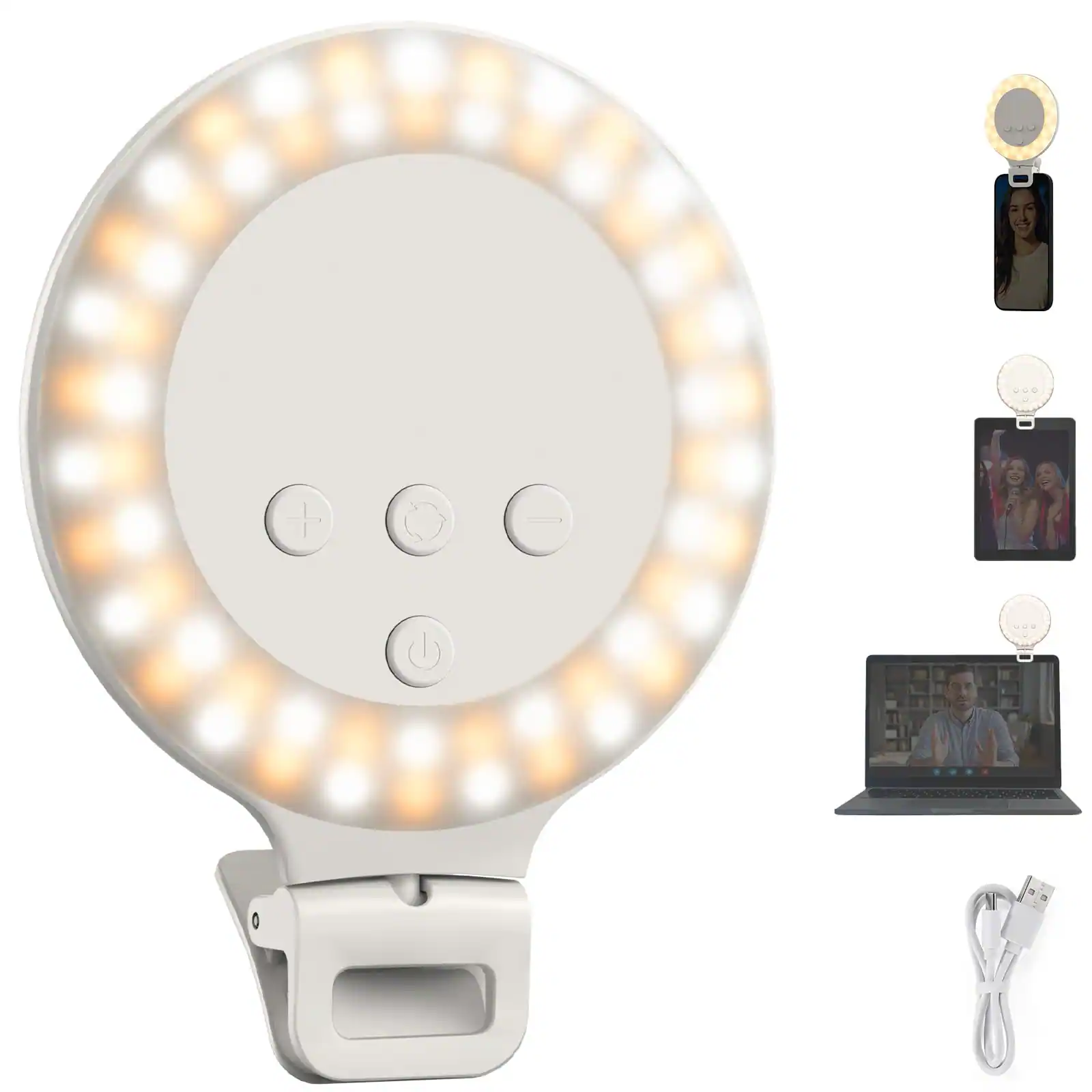 Neewer - Entry Level 3.8" Ring Light, Clip-On, 3 Modes, CRI80, 600mAh, NR5