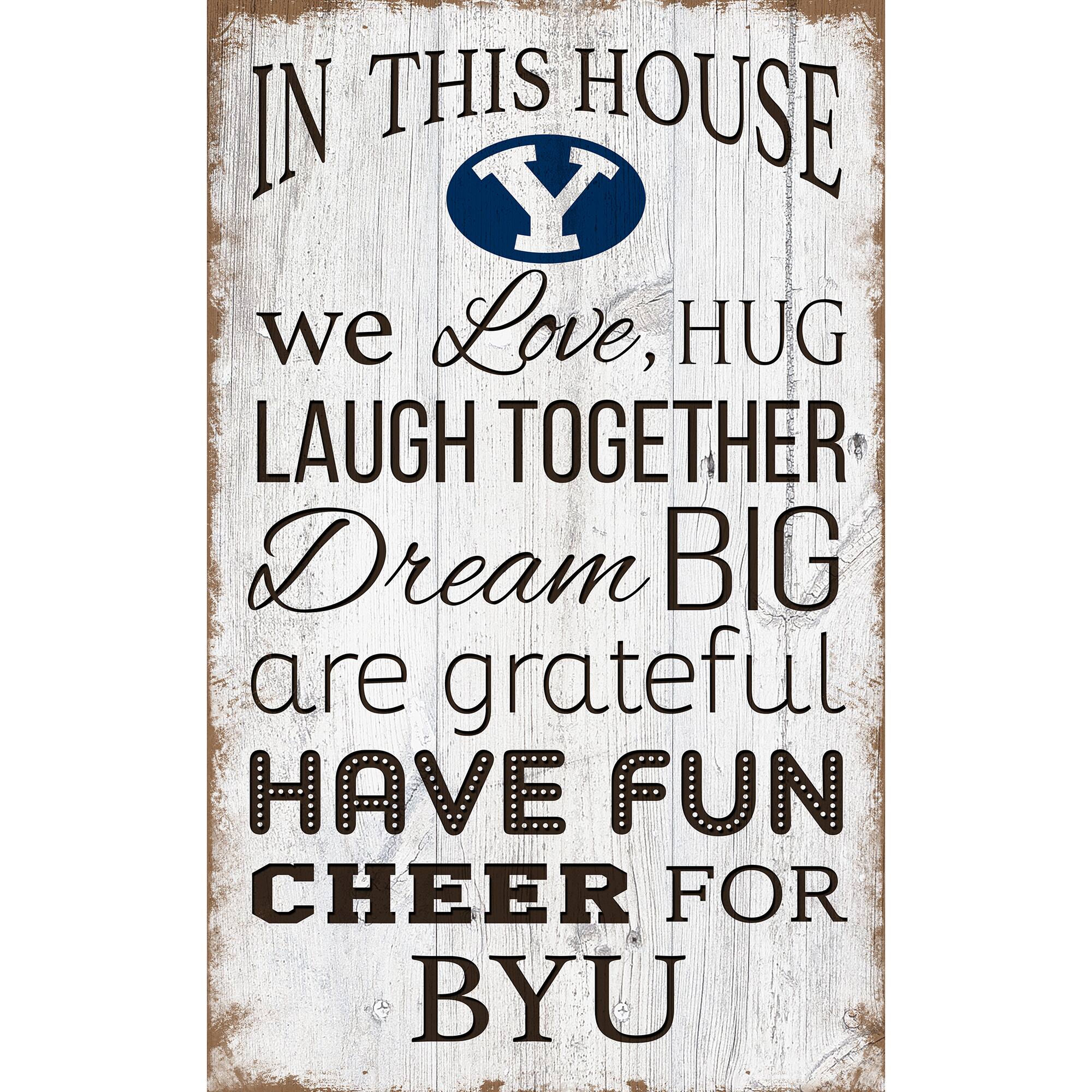 Fan Creations - BYU Cougars 11'' x 19'' Team In This House Sign - Multicolor