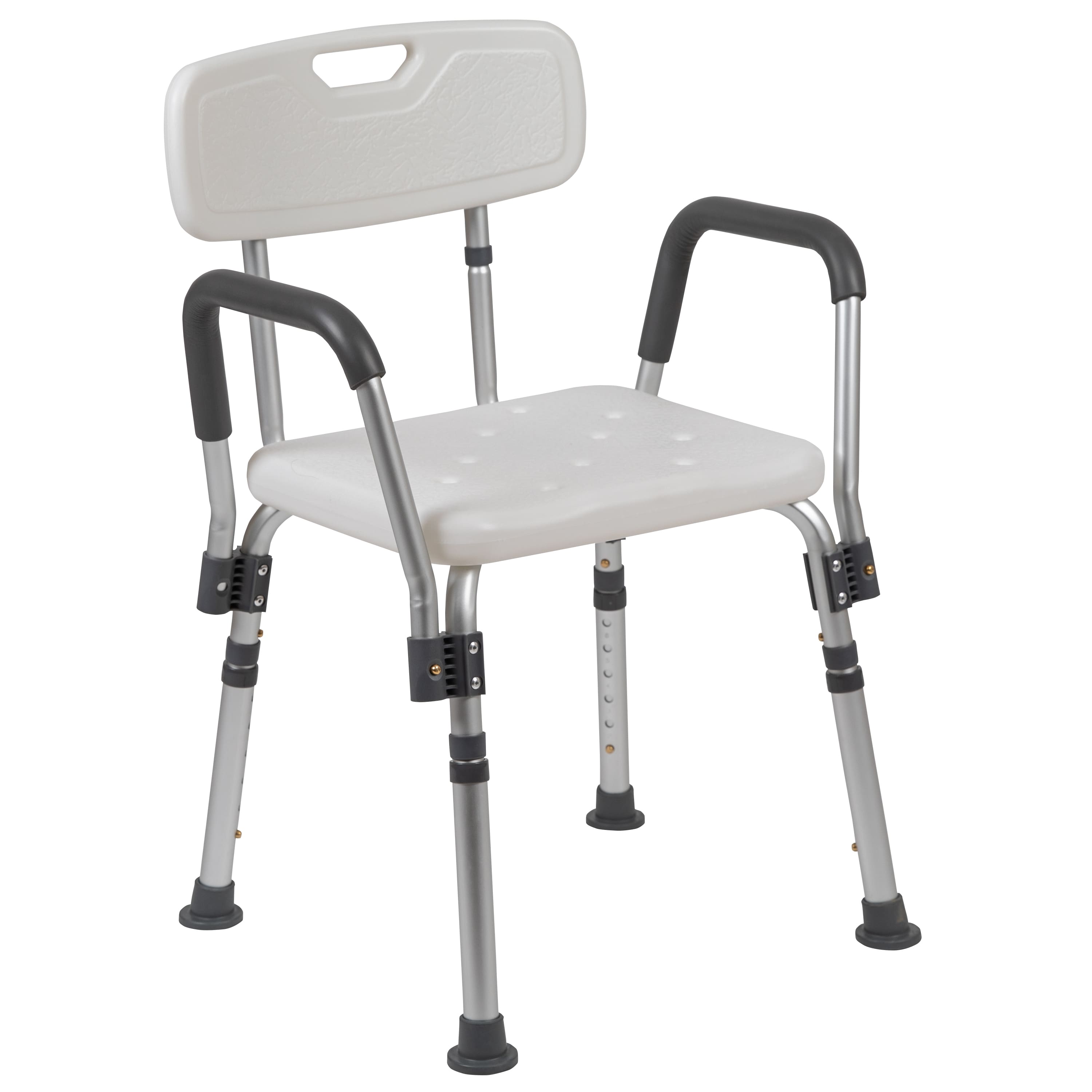 Emma + Oliver - 300 Lb. Capacity Quick Release Back & Arm Shower Chair - White